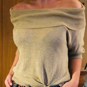 Holiday Sweater. Gold off the shoulder